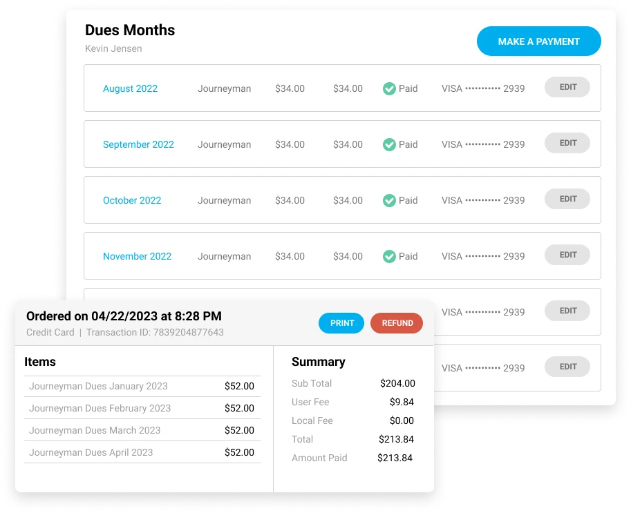 CUstomized Member Dues Settings